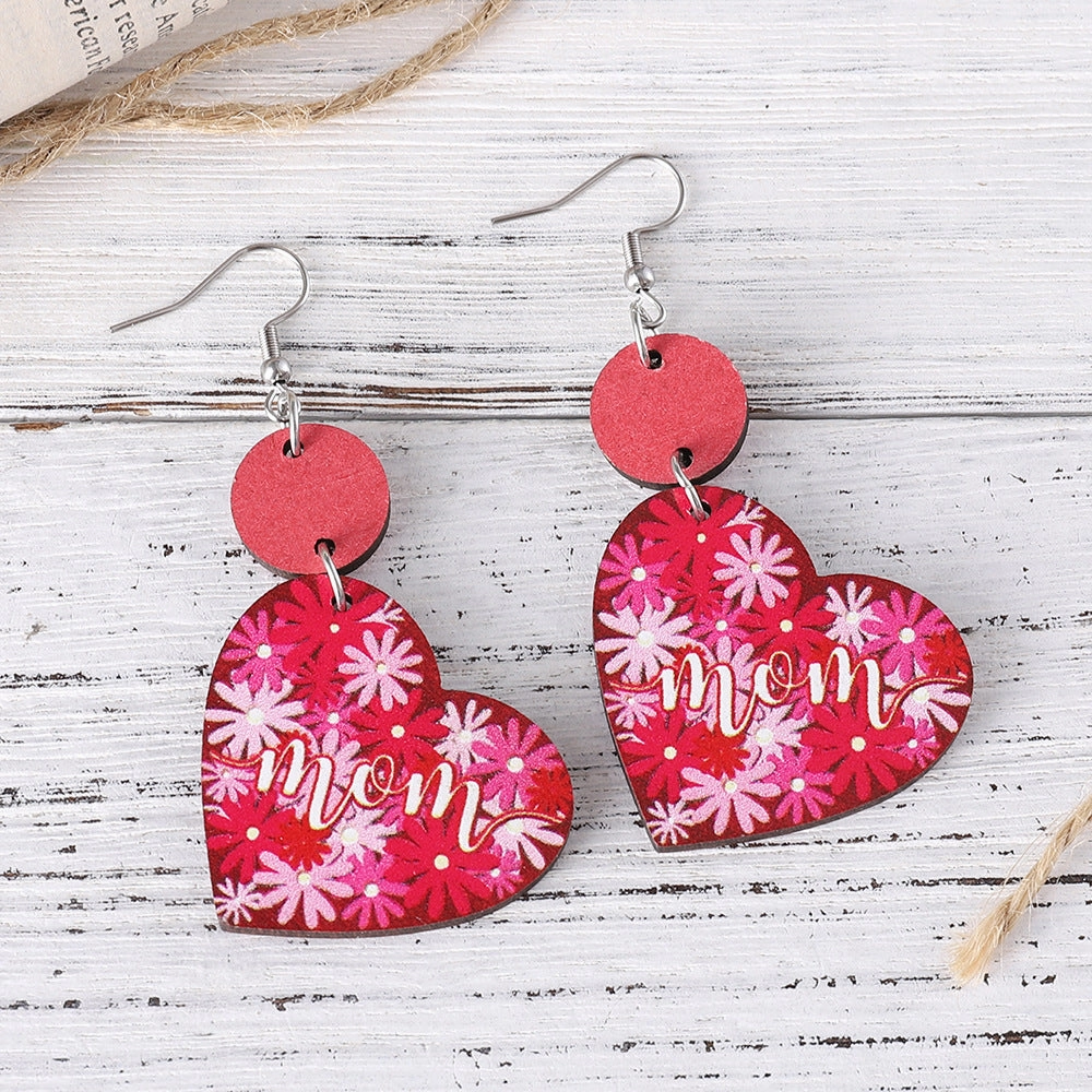 Wholesale MOM flower heart disc stitching pendant