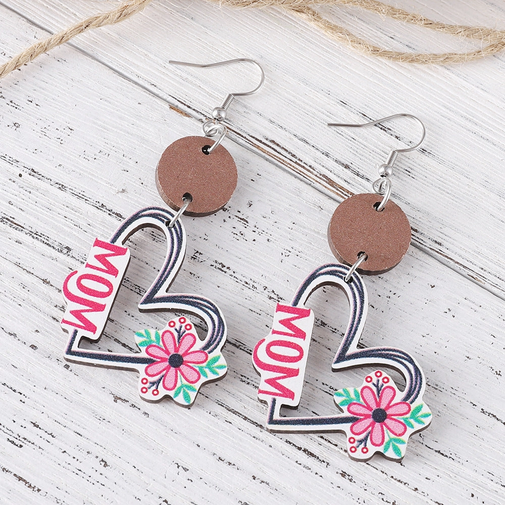 Wholesale MOM flower heart disc stitching pendant