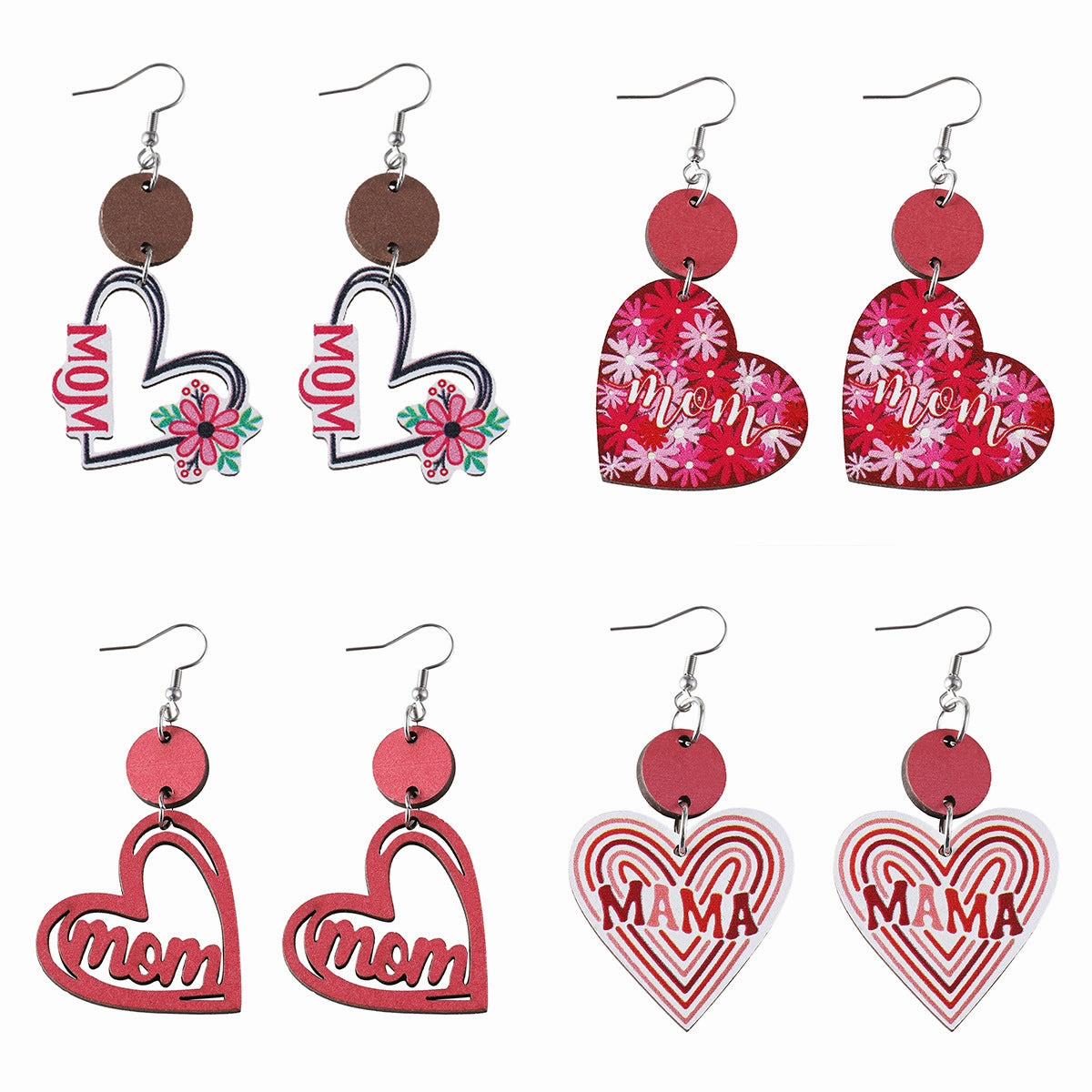 Wholesale MOM flower heart disc stitching pendant