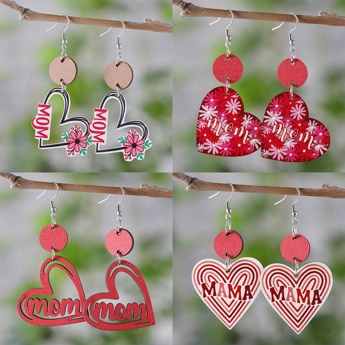 Wholesale MOM flower heart disc stitching pendant