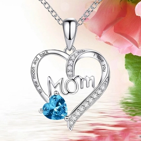 Wholesale mom heart-shaped engraved diamond necklace