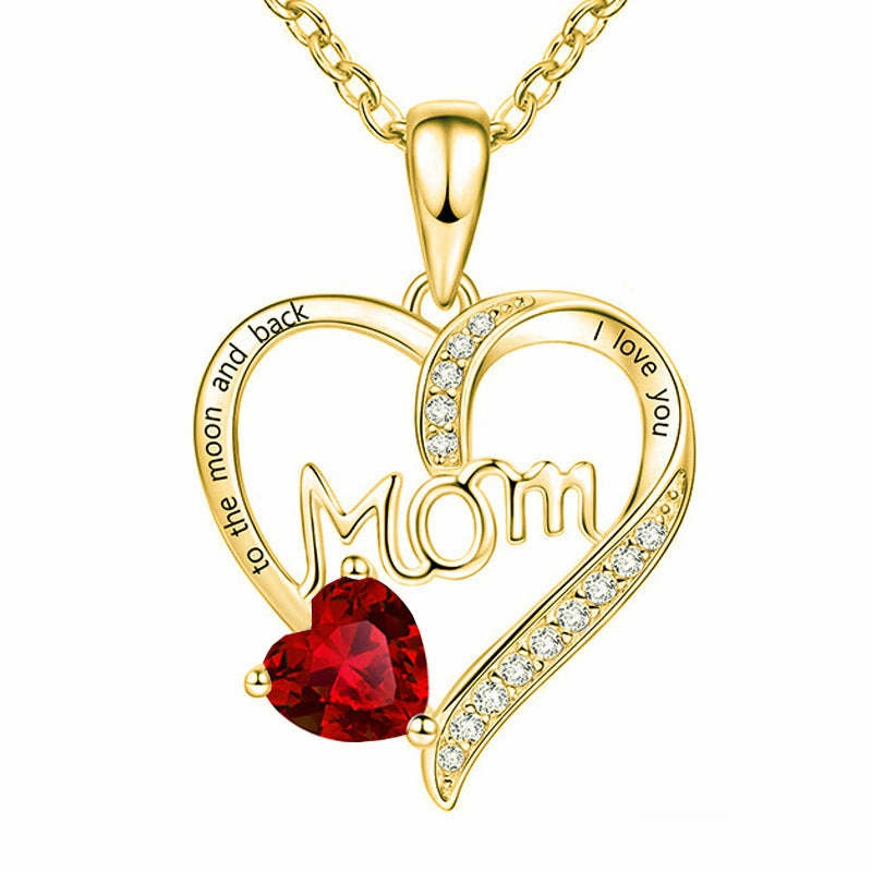Wholesale mom heart-shaped engraved diamond necklace