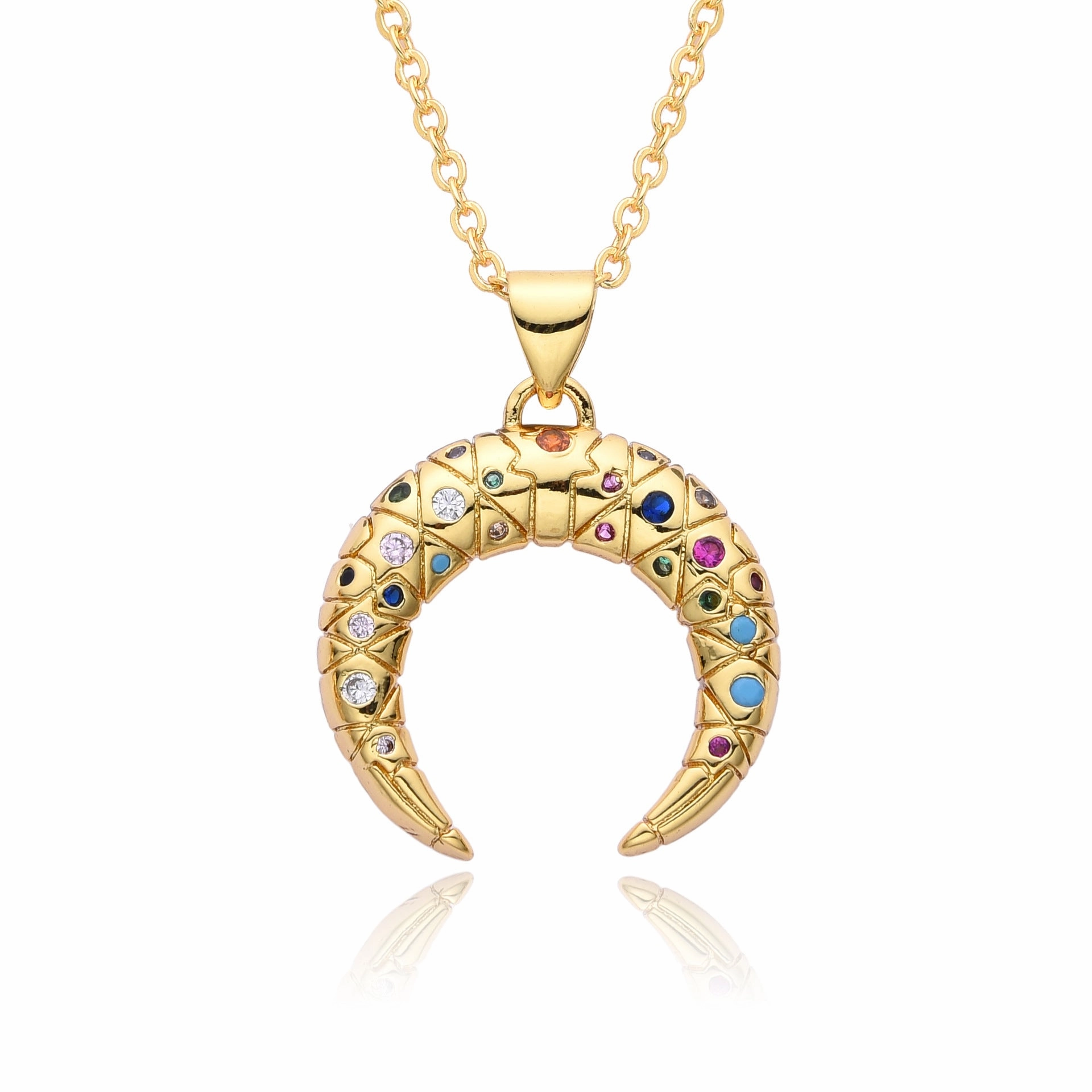 Wholesale Moon Full Diamond Necklace Clavicle Chain