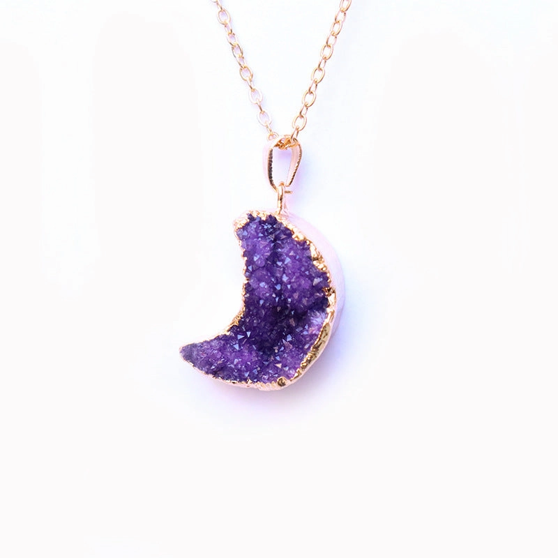 Wholesale Moon Pendant Natural Agate Stone Necklace