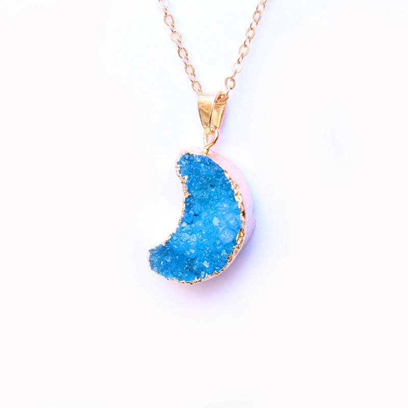 Wholesale Moon Pendant Natural Agate Stone Necklace