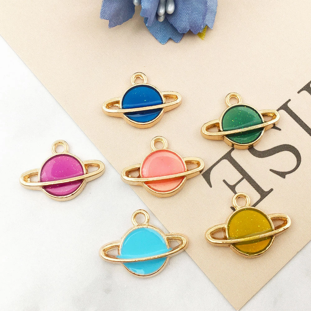 Wholesale Moon Starry Sky Stars Pentagram Drip Oil Alloy Pendant DIY Necklace Pendant Accessories