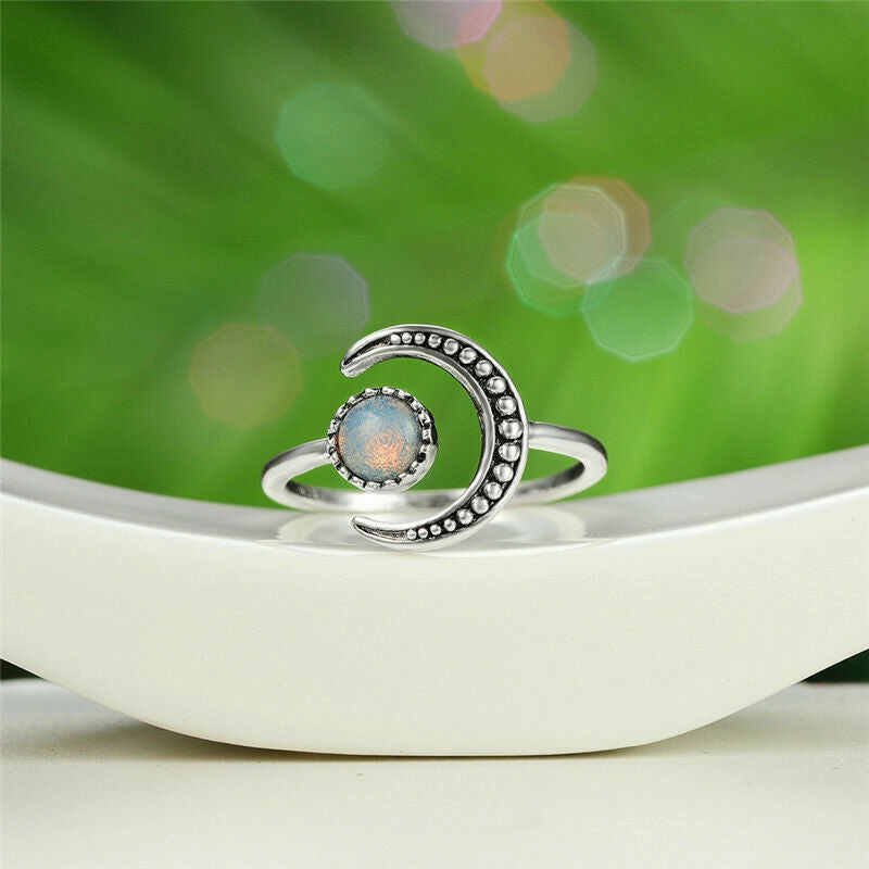 Wholesale Moon Sun Open Adjustable Moonstone Ring