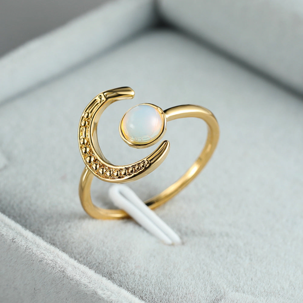 Wholesale Moon Sun Open Adjustable Moonstone Ring