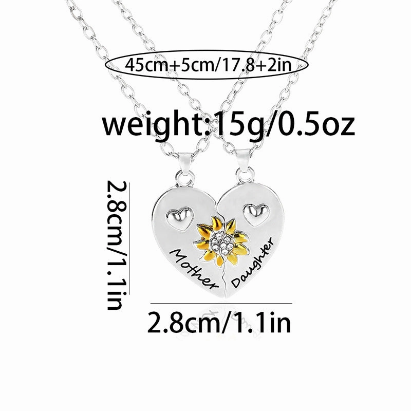 Wholesale Mother and daughter moon heart shape clavicle necklace