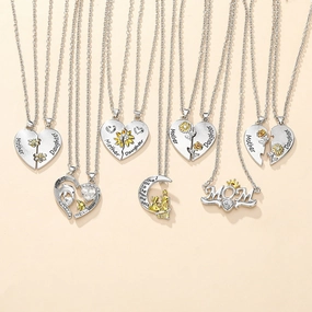 Wholesale Mother and daughter moon heart shape clavicle necklace