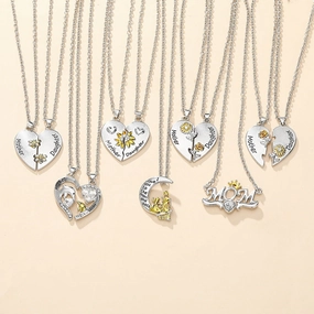 Wholesale Mother and daughter moon heart shape clavicle necklace