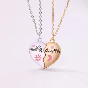Wholesale Mother Daughter Parent-child Set Alloy Oil Drop Magnetic Pendant Mother's Day Necklace