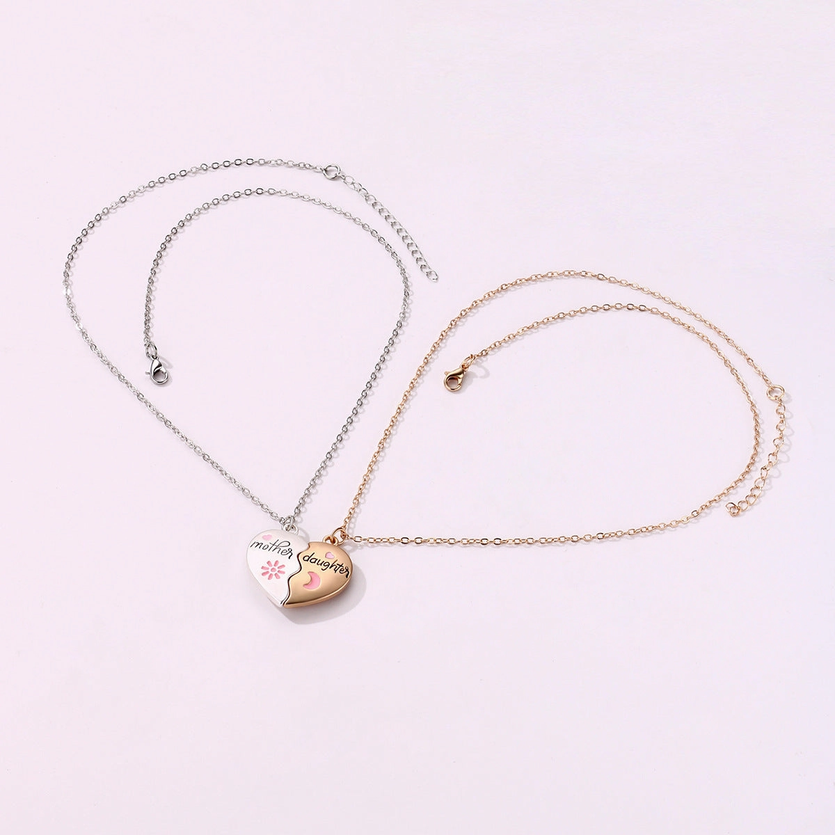 Wholesale Mother Daughter Parent-child Set Alloy Oil Drop Magnetic Pendant Mother's Day Necklace