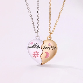 Wholesale Mother Daughter Parent-child Set Alloy Oil Drop Magnetic Pendant Mother's Day Necklace