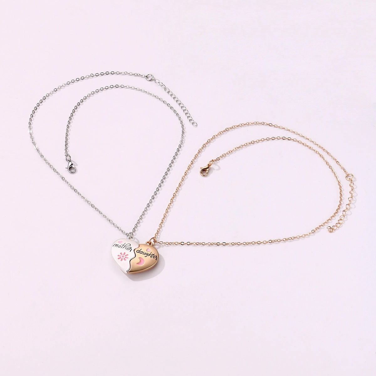 Wholesale Mother Daughter Parent-child Set Alloy Oil Drop Magnetic Pendant Mother's Day Necklace