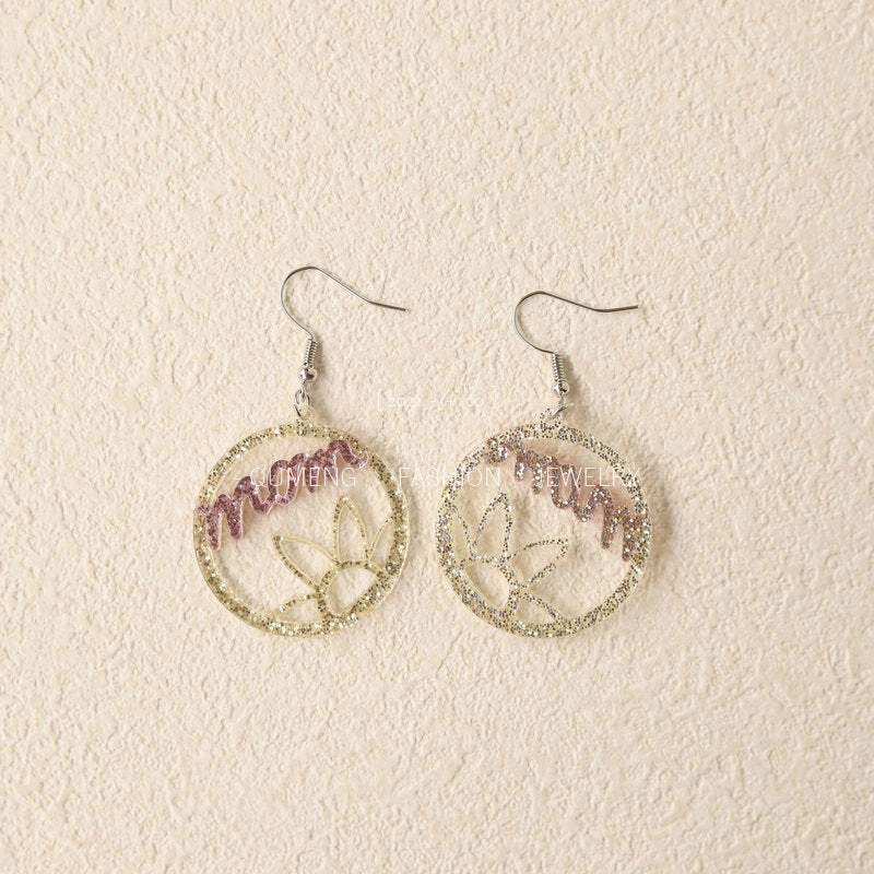 Wholesale Mother's Day Acrylic Glitter Earrings
