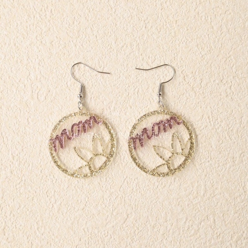 Wholesale Mother's Day Acrylic Glitter Earrings