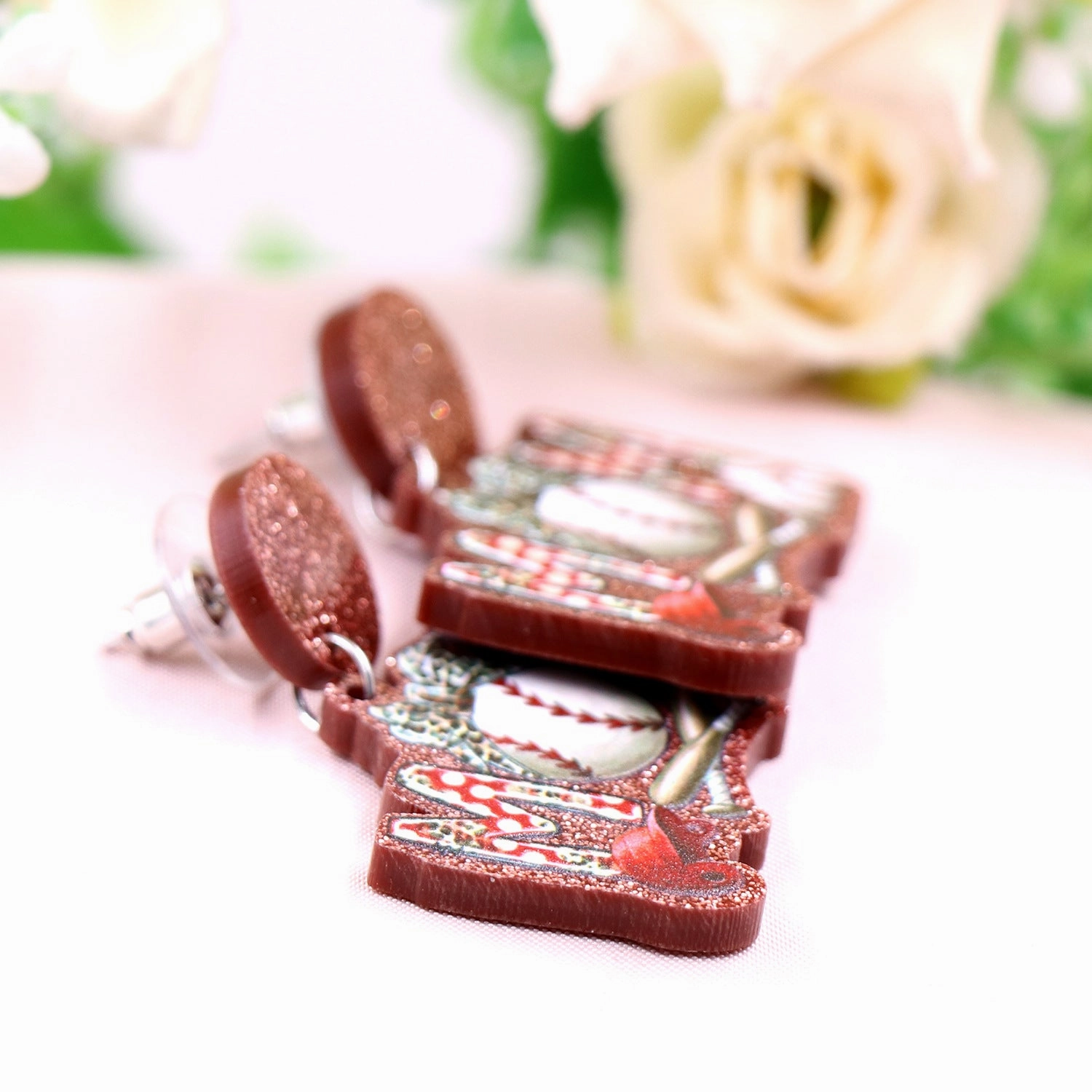 Wholesale Mother's Day Baseball Mama Acrylic Earrings