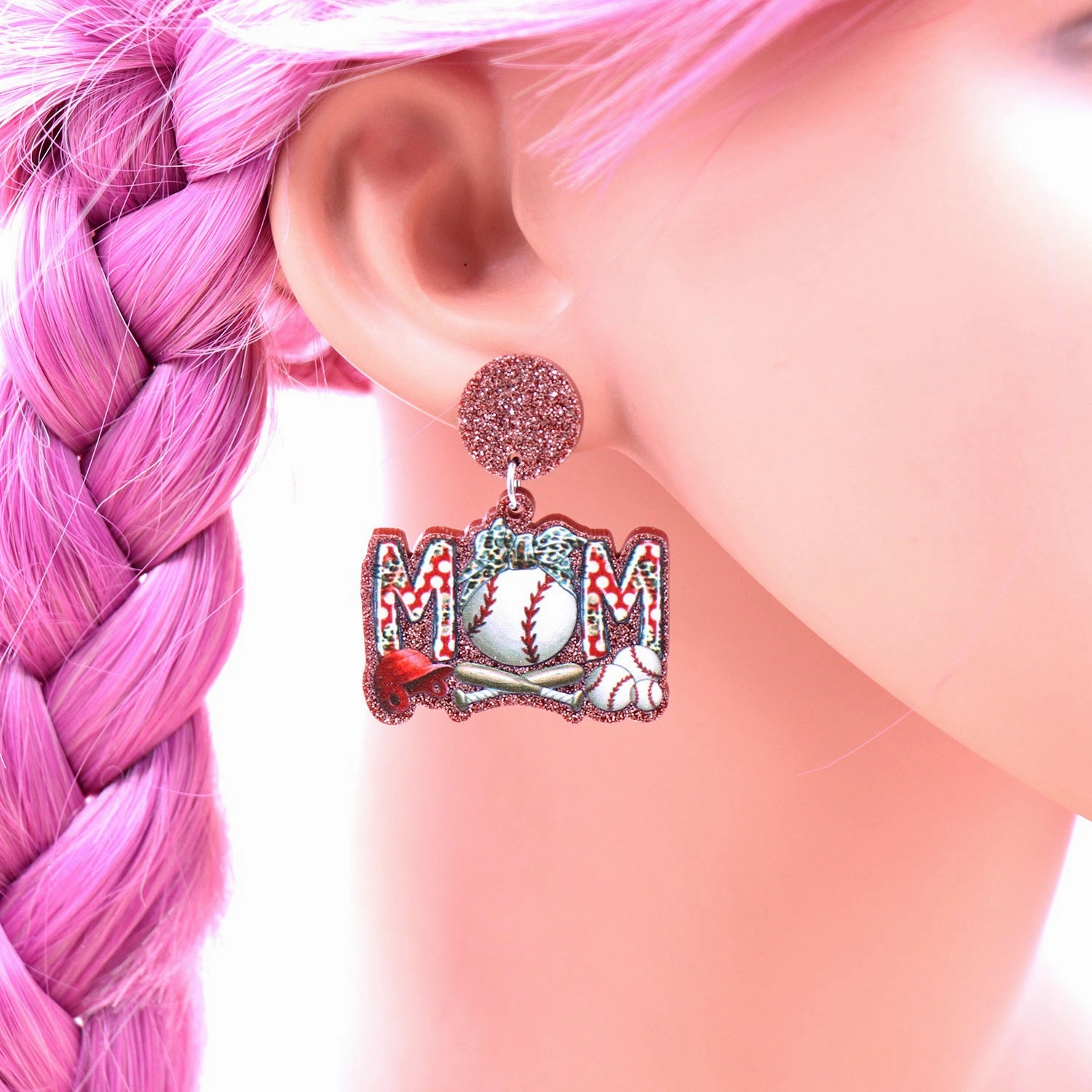 Wholesale Mother's Day Baseball Mama Acrylic Earrings