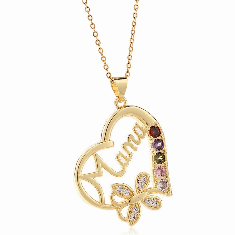 Wholesale Mother's Day Colorful Zircon Heart Delicate Clavicle Necklace
