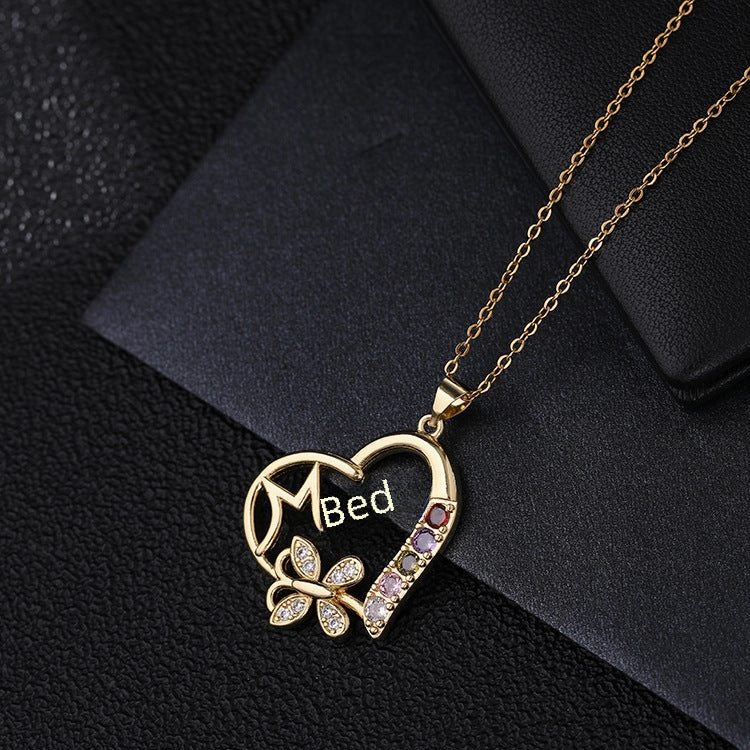 Wholesale Mother's Day Colorful Zircon Heart Delicate Clavicle Necklace