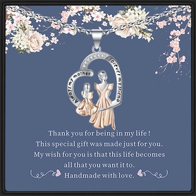 Wholesale Mother's Day Creative Mother Daughter Diamond Inlaid Copper Necklace