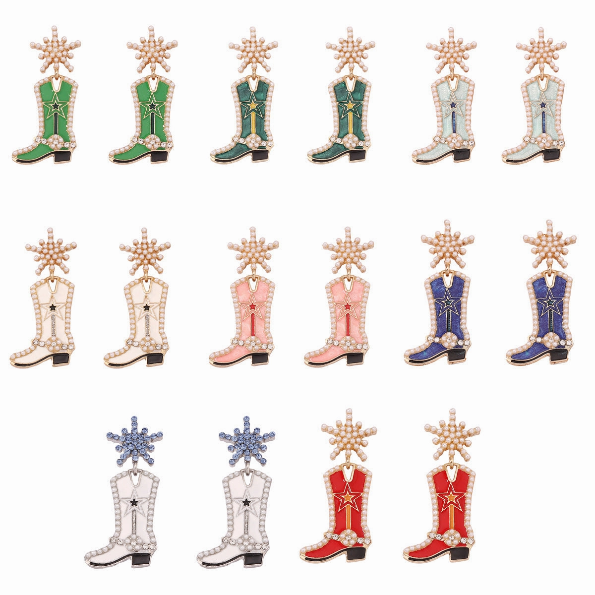Wholesale Mother's Day Creative Oil Dripping Long Boots Alloy Earrings