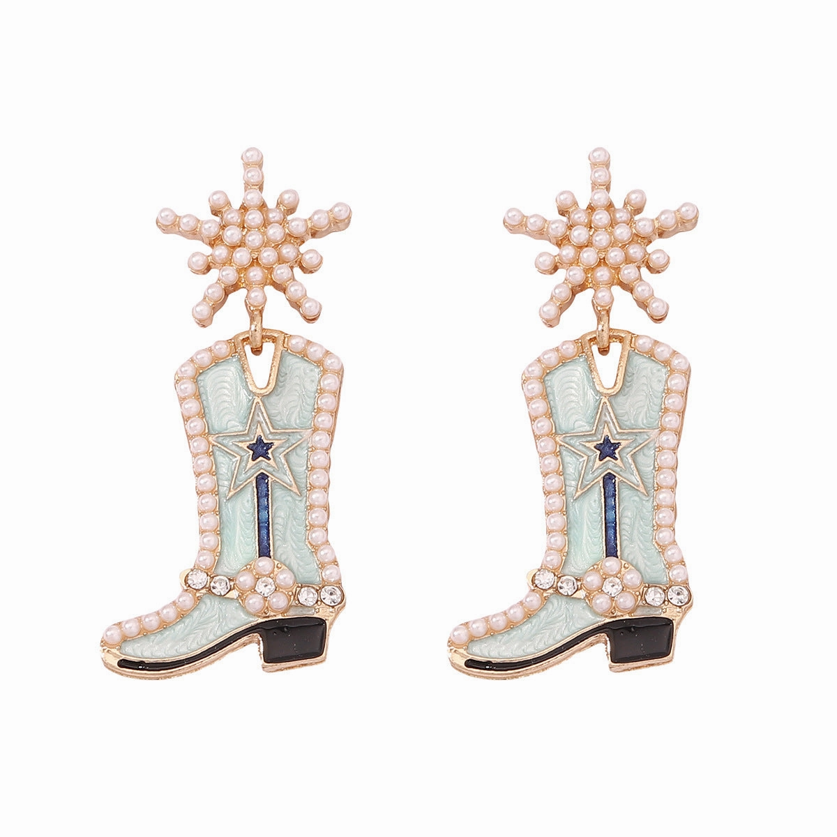 Wholesale Mother's Day Creative Oil Dripping Long Boots Alloy Earrings