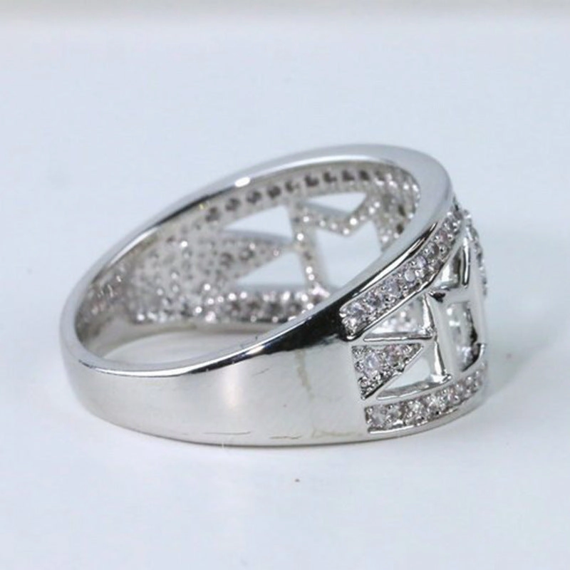 Wholesale Mother's Day Diamond-encrusted Heart Alloy Rings