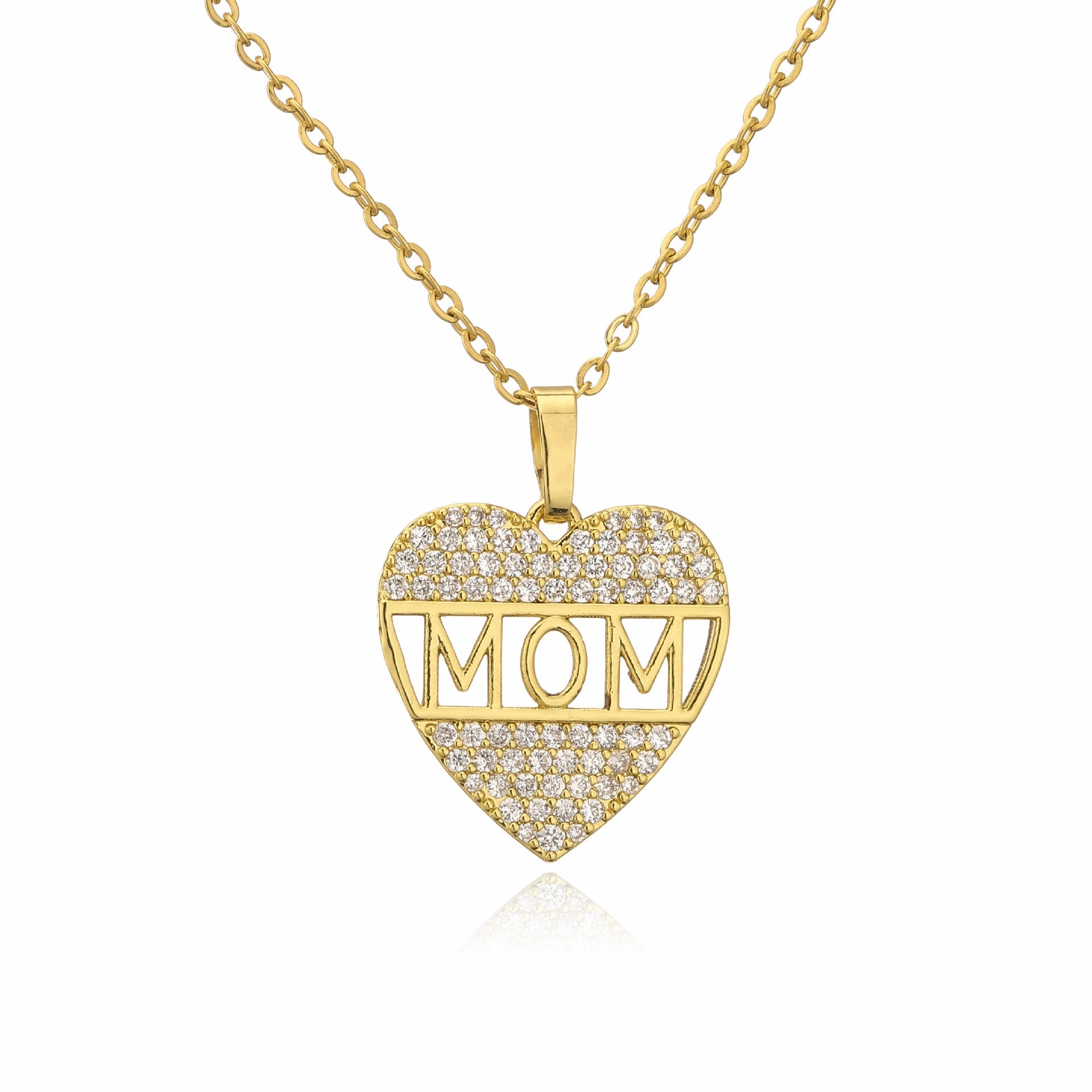 Wholesale Mother's Day Gift Copper 18K Gold Plated Zircon MAMA Necklace