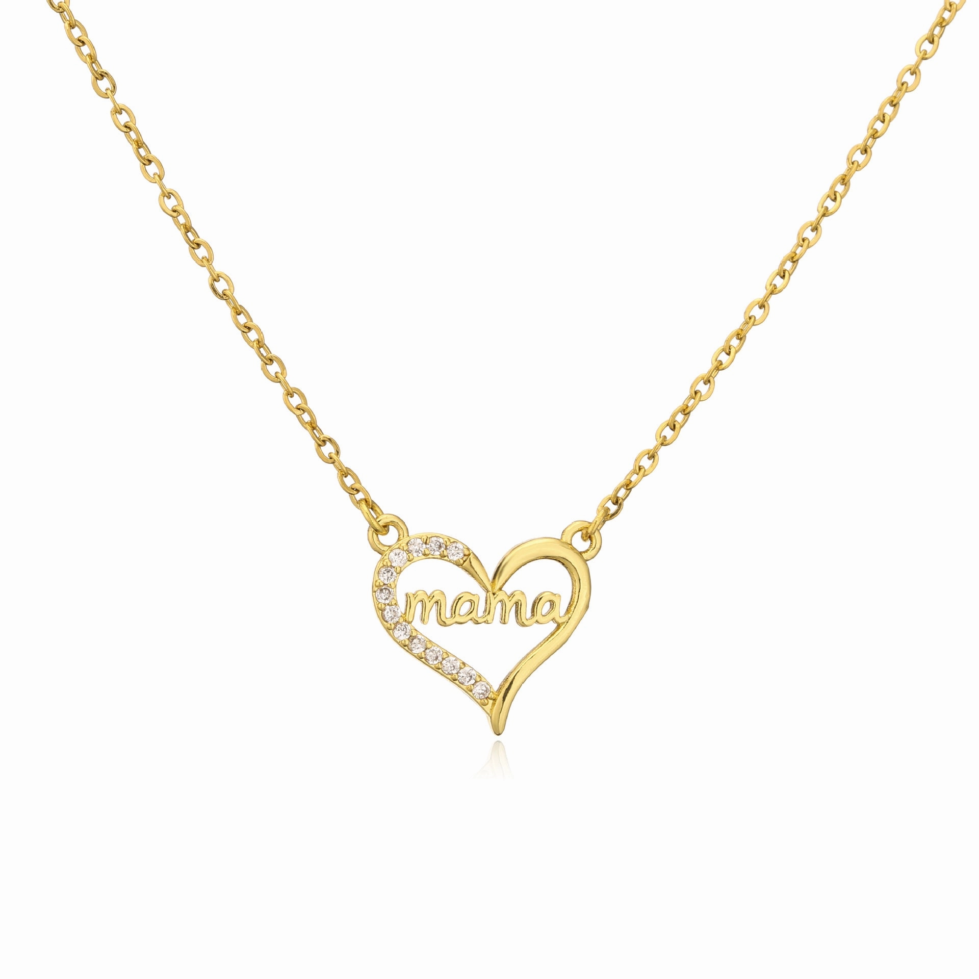 Wholesale Mother's Day Gift Copper 18K Gold Plated Zircon MAMA Necklace