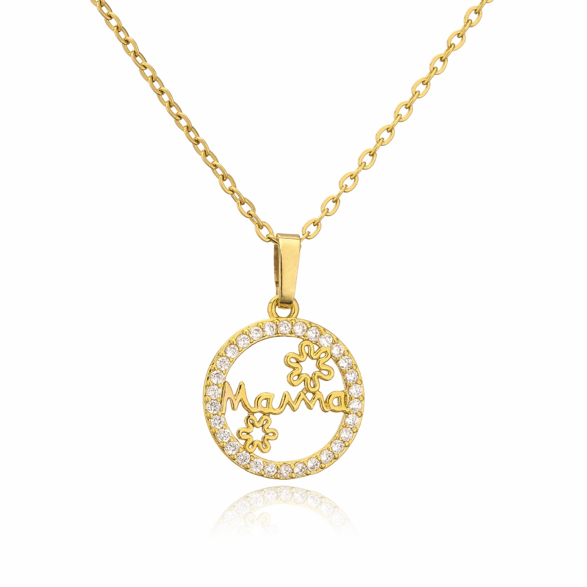 Wholesale Mother's Day Gift Copper 18K Gold Plated Zircon MAMA Necklace
