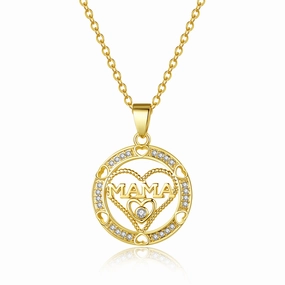 Wholesale Mother's Day Gift Copper Inlaid Zircon MAMA Love Necklace