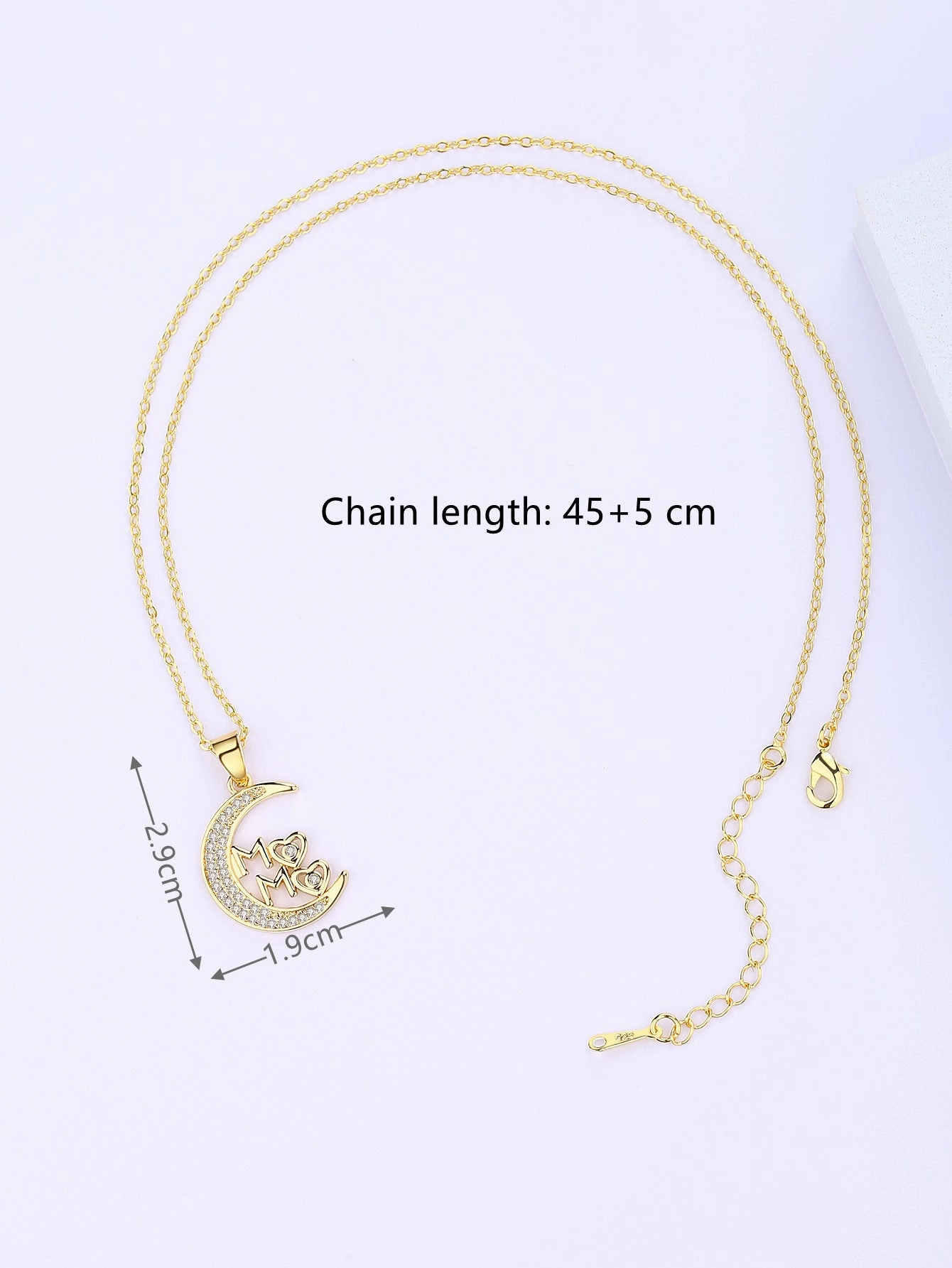 Wholesale Mother's Day Gift Copper Zircon MAMA Pendant Moon Necklace
