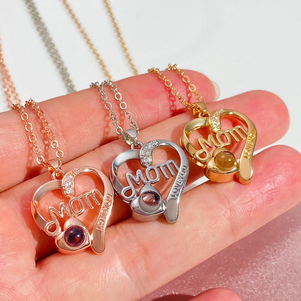 Wholesale mother's day gift MOM letter heart-shaped necklace