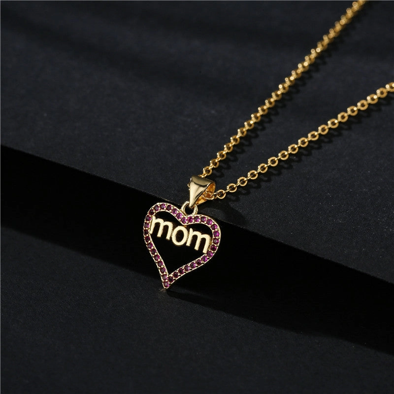 Wholesale Mother's Day Heart Letter Mom Copper Necklaces