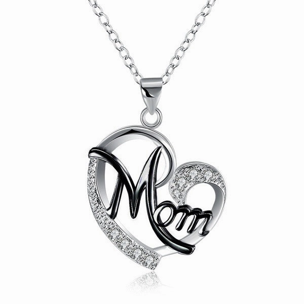 Wholesale Mother's Day Heart Shape Diamond Alloy Necklaces