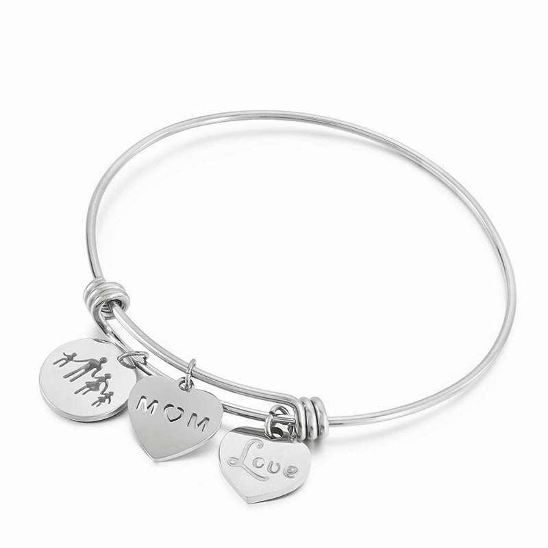 Wholesale Mother's Day Heart Shape Stainless Steel Bracelet
