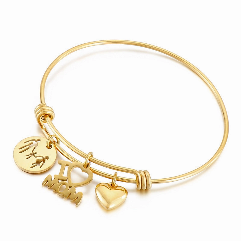 Wholesale Mother's Day Heart Shape Stainless Steel Bracelet