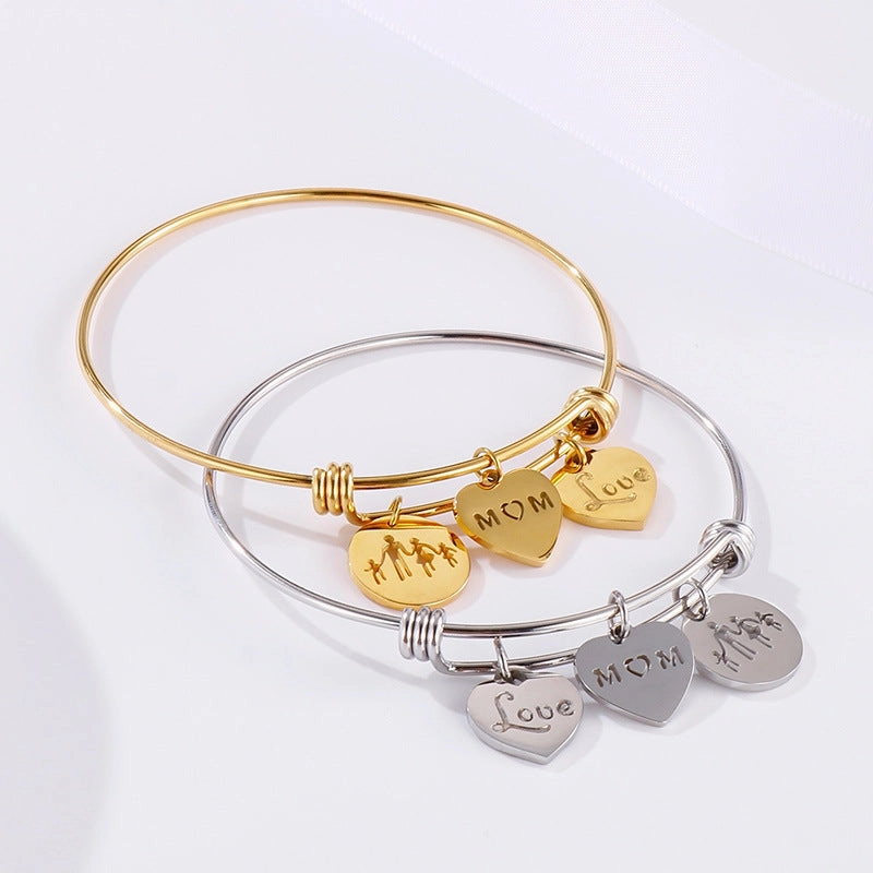 Wholesale Mother's Day Heart Shape Stainless Steel Bracelet