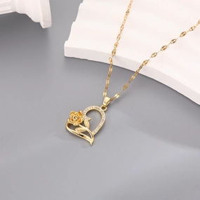 Wholesale Mother's Day Heart Shaped Rose Necklace