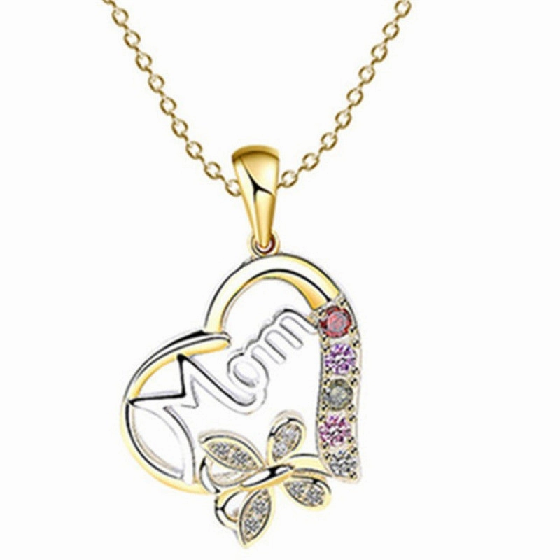 Wholesale Mother's Day ILoveYou Diamond Butterfly Openable Necklace