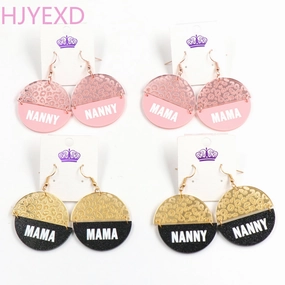 Wholesale Mother's Day Leopard Print Carved Acrylic Earrings