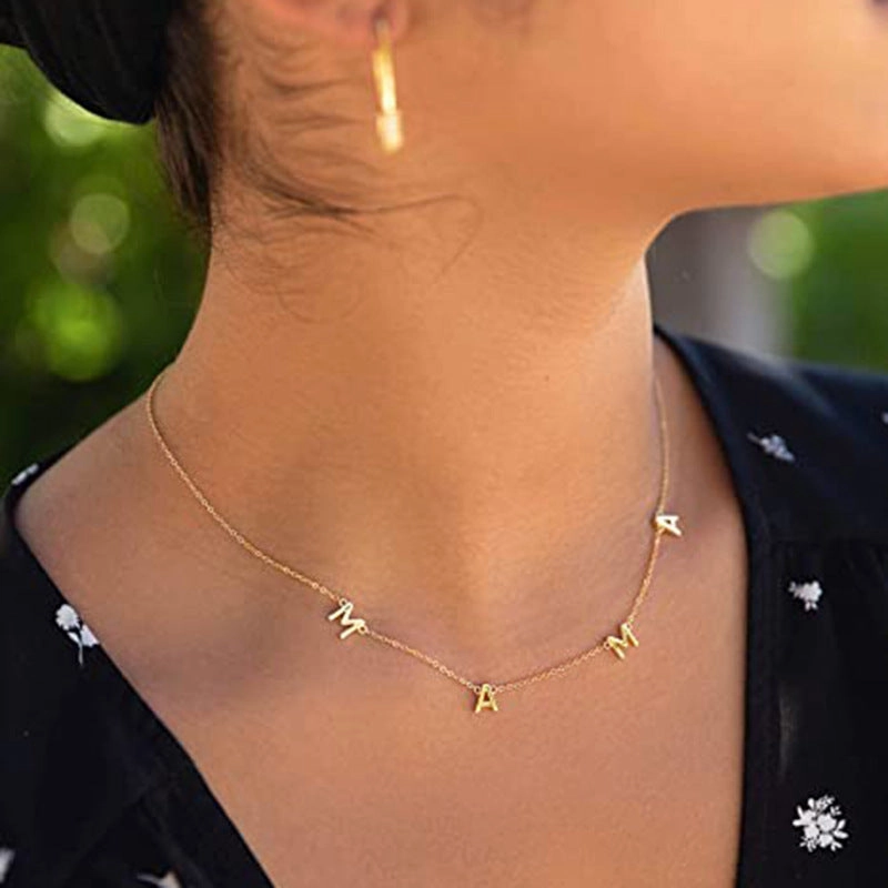 Wholesale Mother's Day Letter MAMA Gold Plated Copper Necklaces