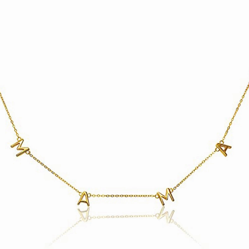Wholesale Mother's Day Letter MAMA Gold Plated Copper Necklaces