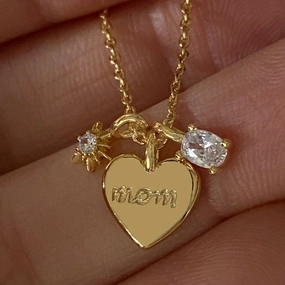 Wholesale Mother's Day Letter Mom Zircon Mama Necklace 18K Love Pendant