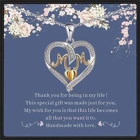 Wholesale Mother's Day Love MOM Diamond Set Alloy Necklaces