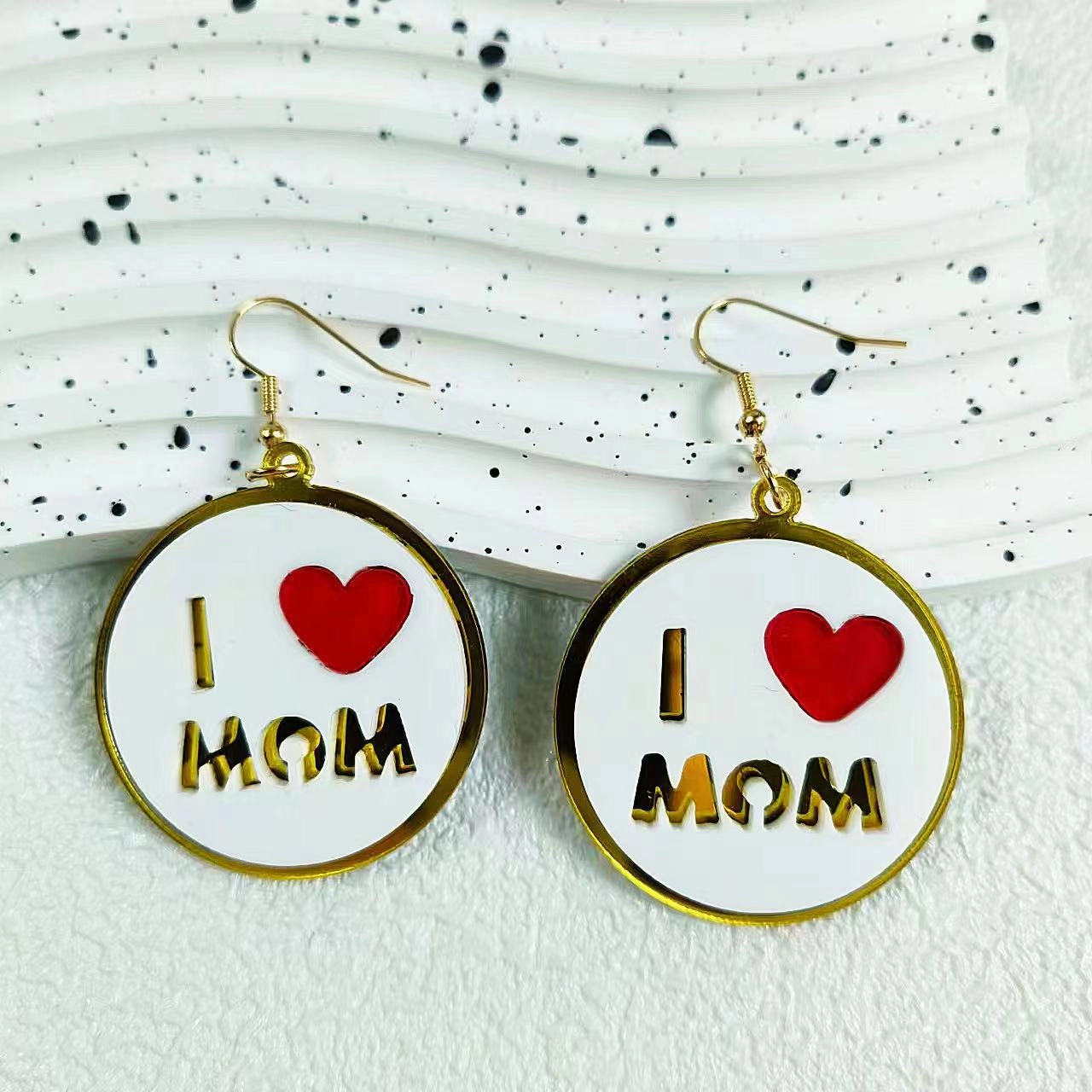 Wholesale Mother's Day Round Pendant Earrings Acrylic Earrings