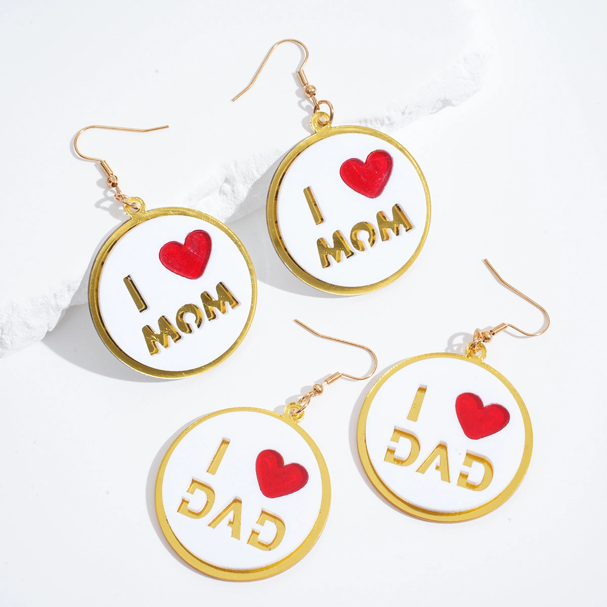 Wholesale Mother's Day Round Pendant Earrings Acrylic Earrings