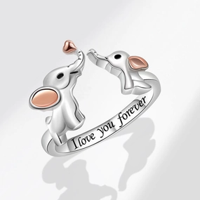 Wholesale Mother's Day Two-tone Elephant Open Ring